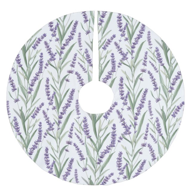 Lavendel botaniskt mönster julgransmatta borstad polyester (Framsidan)