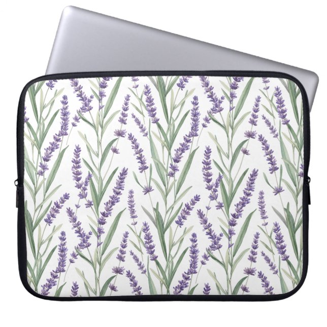 Lavendel Botaniskt Mönster Laptop Fodral (Framsidan)