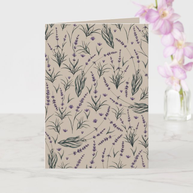 Lavendel Botaniskt Mönster Lyckönskningskort Kort (Orkide)