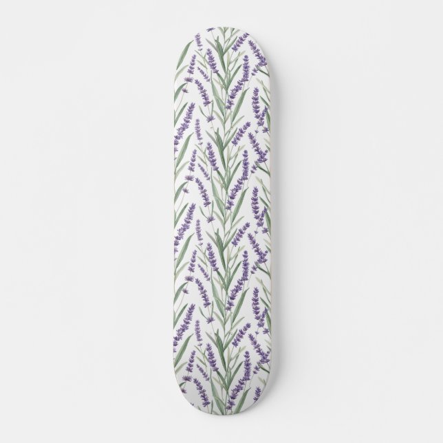 Lavendel Botaniskt Mönster Mini Skateboard Bräda 18,5 Cm (Framsida)