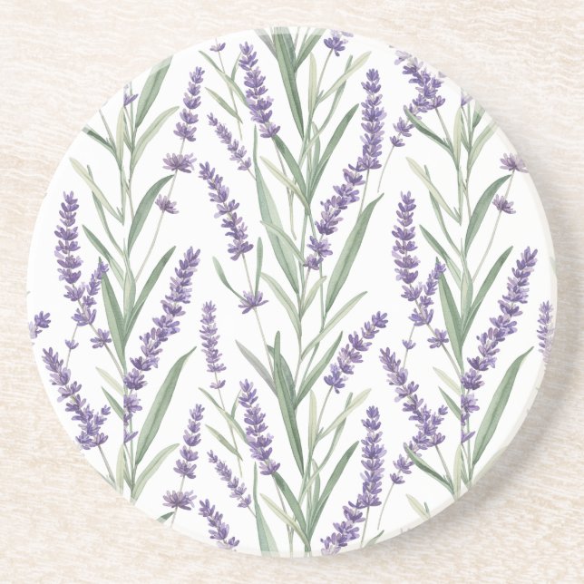 Lavendel Botaniskt Mönster Underlägg (Framsidan)