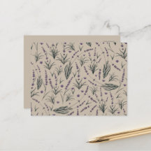 Lavendel Botaniskt Mönster Vykort