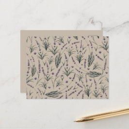 Lavendel Botaniskt Mönster Vykort