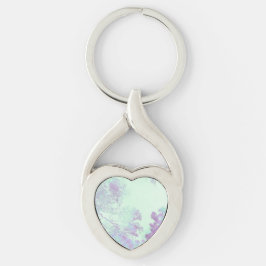 Lavendel Bredbladig Dimma Twisted Heart Silverfärgad Nyckelring