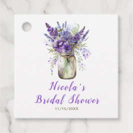 Lavendel bröllopsdusch i murarburk  gåvor etiketter