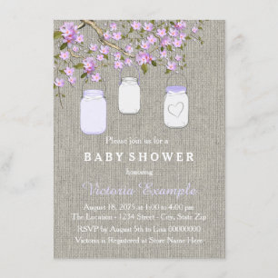 Lavendel burlap murkla för baby shower inbjudningar