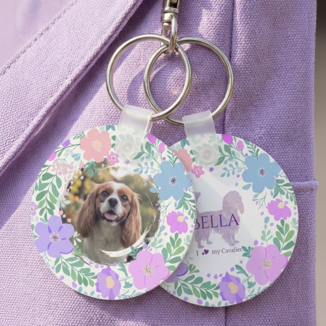Lavendel Cavalier King Charles Spaniel Anpassad Nyckelring (Skapare uppladdad)