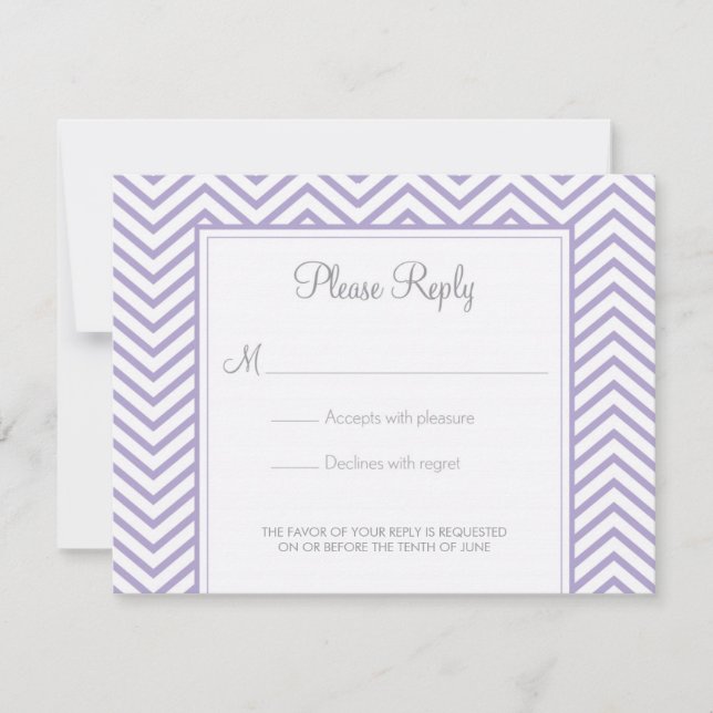 Lavendel Chevron Tryck Bröllops Svar Kort (Framsida)