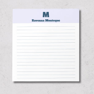 Lavendel Chic Personligt Monogram Namn Linjärt Anteckningsblock