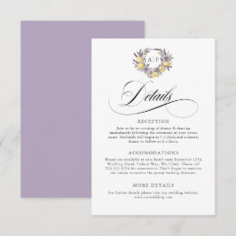 Lavendel Citron Monogram Blommig Kröningsdetalj Tilläggskort