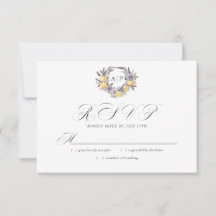 Lavendel Citron Monogram Blommig Vapen Bröllop