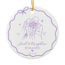 Lavendel Coquette Bow Brud Brudgum Skiss Förlovad