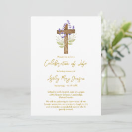 Lavendel Cross Celebration of Life Begravning Inbjudningar