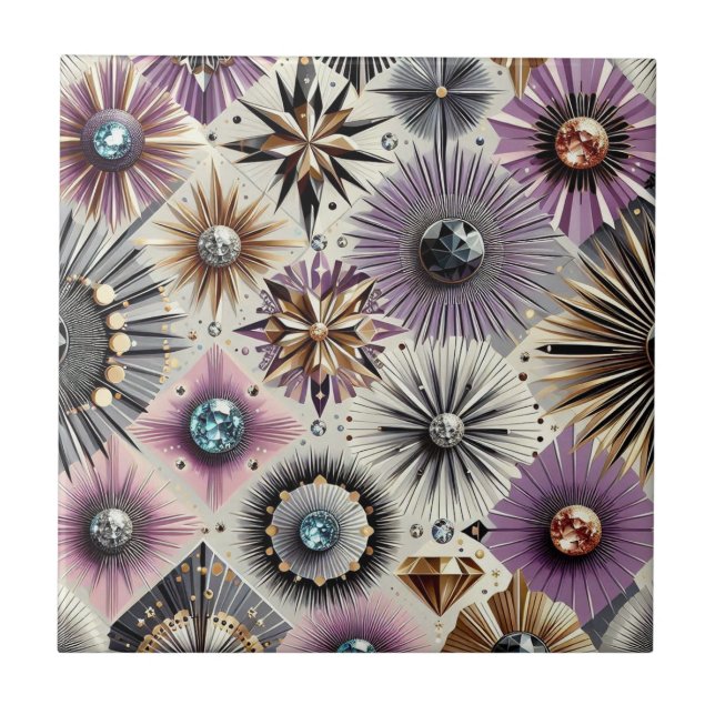 Lavendel Diamant Mid Century Modern  Kakelplatta (Framsidan)