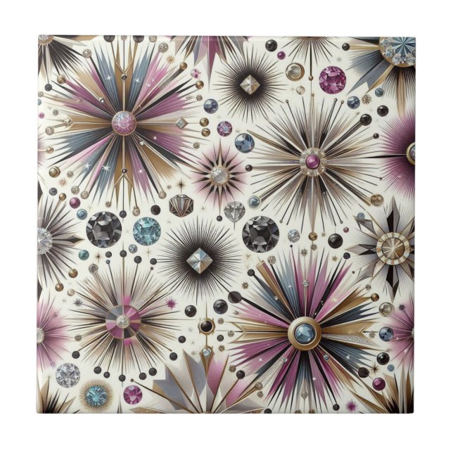 Lavendel Diamant Mid Century Modern  Kakelplatta (Framsidan)