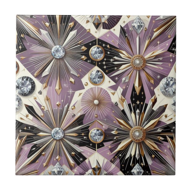 Lavendel Diamant Mid Century Modern  Kakelplatta (Framsidan)