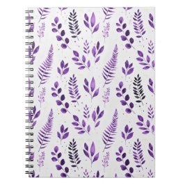 Lavendel Dimma Akvarell Ormbunkar och Botaniska bl Anteckningsbok