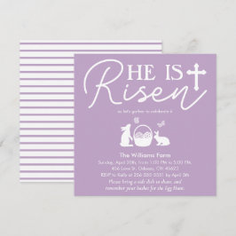Lavendel Dimma ”Han är Uppstånden” Påskfirande Inbjudningar