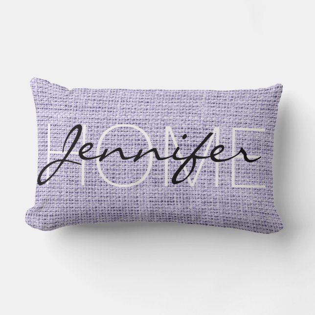 Lavendel dimma Rustik säckväv Monogram Lumbarkudde (Framsida)