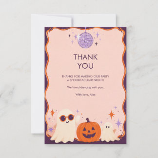 Lavendel Disco Spöke Skräckinjagande Halloweenfest Tack Kort