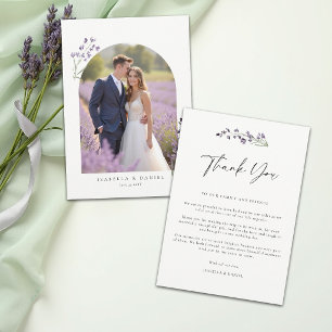 Lavendel Diskret Akvarell Elegant Foto Bröllop Tack Kort