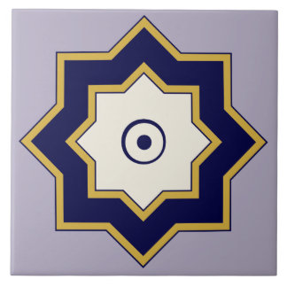 Lavendel, Ecru och marinblått mittet - östran Kakelplatta