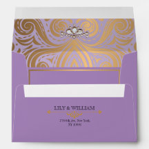 Lavendel Elegant Art Deco Diamant Guld Bröllop