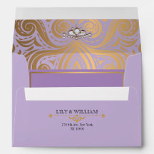 Lavendel Elegant Art Deco Diamant Guld Bröllop