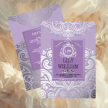 Lavendel Elegant Art Deco Diamant Monogram Bröllop
