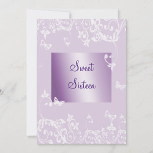 Lavendel Elegant Sweet Sixteen Födelsedagsinbjudan Inbjudningar