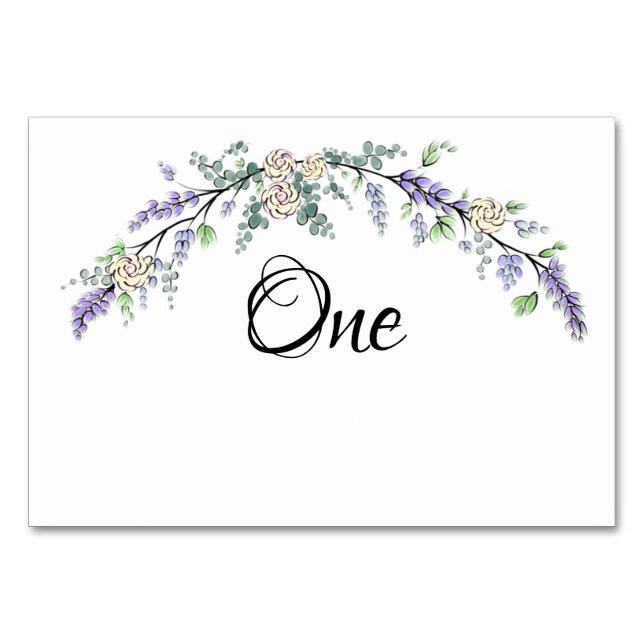 Lavendel Elfenbensros och Eukalyptus Bordsnummer (Framsidan)