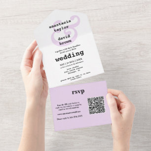 Lavendel Et-tecken QR-kod Allt-i-ett-inbjudan