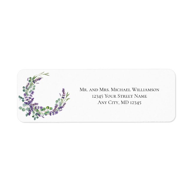Lavendel Eucalyptus Bröllops returadress  Etikett (Framsidan)