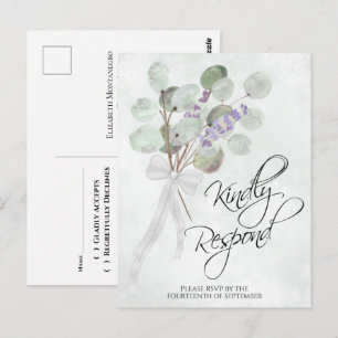 Lavendel Eucalyptus Vänligen svara bröllops-svar Vykort
