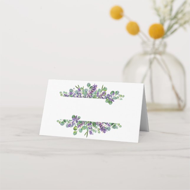 Lavendel Eukalyptus Elegant Bröllop  Placeringskort (Framsida)
