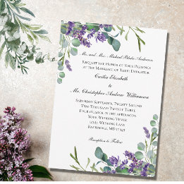 Lavendel Eukalyptus Elegant Formell Bröllop Inbjudningar