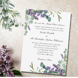 Lavendel Eukalyptus Elegant Formell Bröllop Inbjudningar