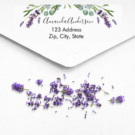 Lavendel eukalyptus grönska returadressetikett returadress etikett