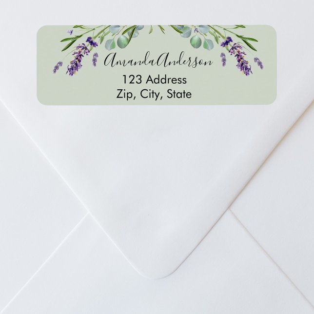 Lavendel eukalyptus grönska salvia returadress returadress etikett (Skapare uppladdad)