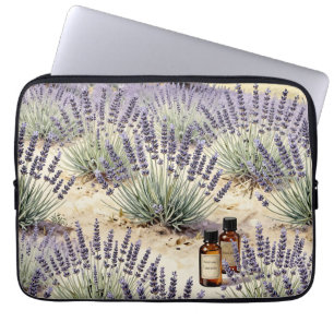 Lavendel Fält Essentiell Olja Akvarell Mönster Laptop Fodral