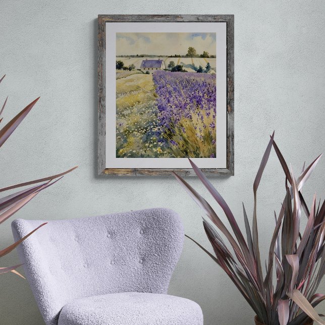 Lavendel fält Vattenfärg Fototryck (Skapare uppladdad)