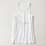 Lavendel Fancy Script Brud Linne Med Racerback<br><div class="desc">Anpassad bröllopspartdesign.</div>