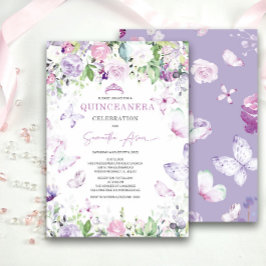 Lavendel Fjäril Tematisk Quinceanera Inbjudningar