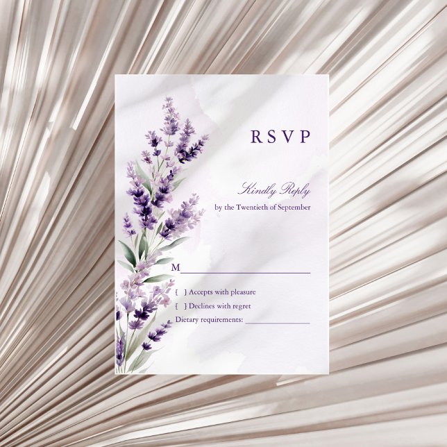Lavendel Floral Akvarell Bröllop RSVP-kort OSA Kort (Skapare uppladdad)