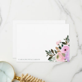 Lavendel Floral Akvarell Bröllopsfest Anpassad Tack Kort