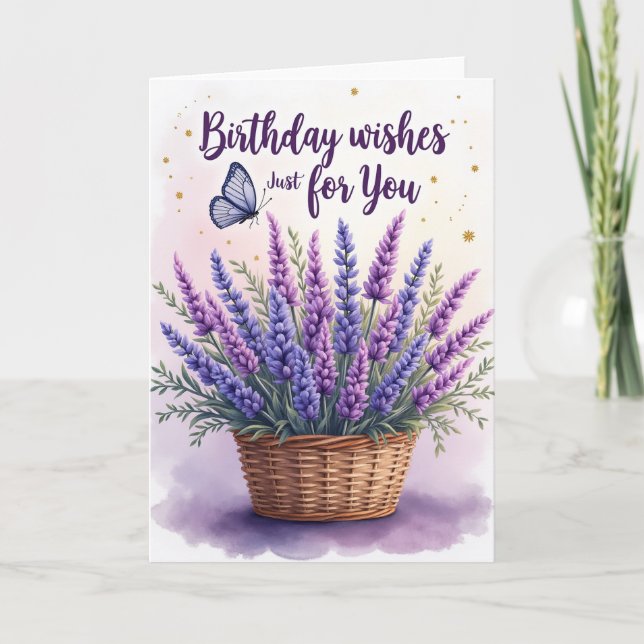 Lavendel Födelsedagsbukett Kort (Framsida)