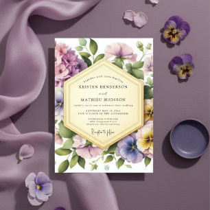 Lavendel Frodig Bröllopsblomning Inbjudningar