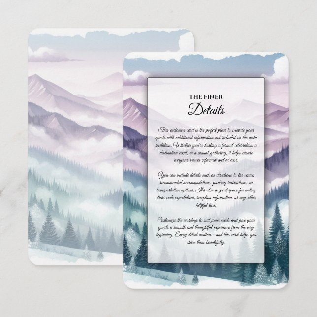 Lavendel Frost i den Alpina Dimmigan Bröllop Tilläggskort (Fram/baksida)