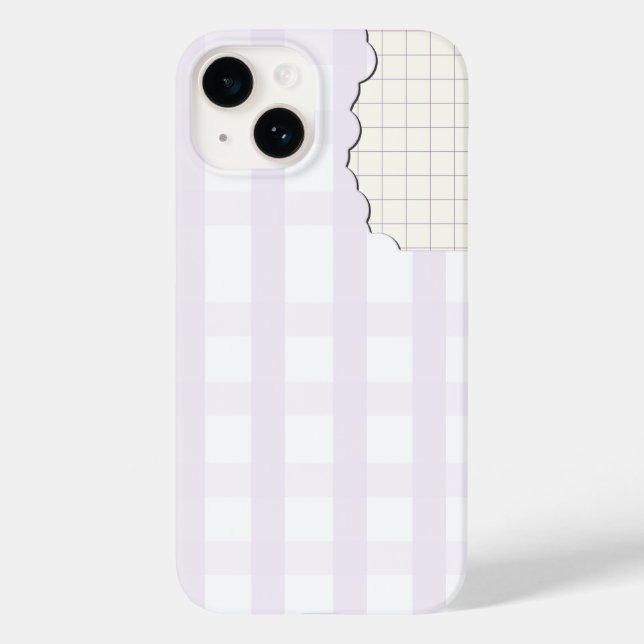 Lavendel Gingham Estetisk Telefonfodral Iphone 16 (Baksida)