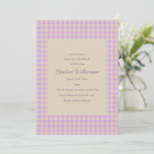 Lavendel Gingham Klassisk Bröllopsfest Inbjudningar